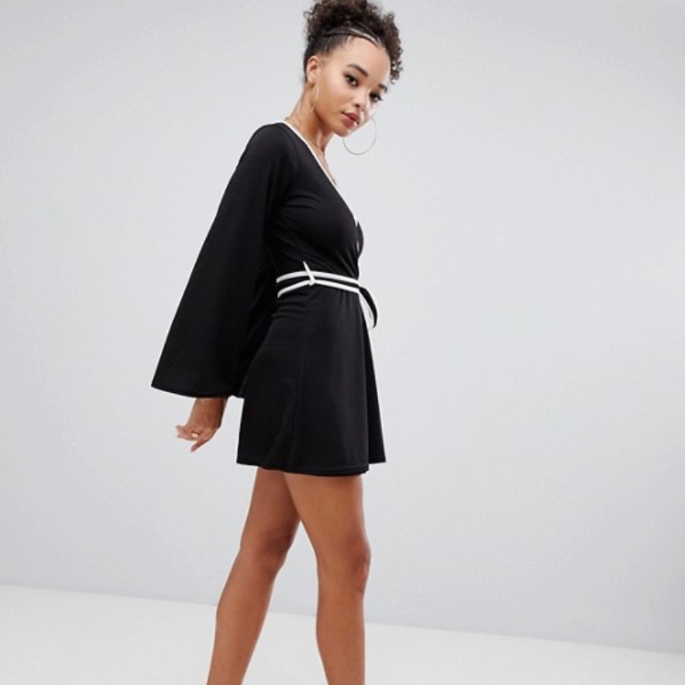 4/$25 ASOS Black and White Wrap Dress